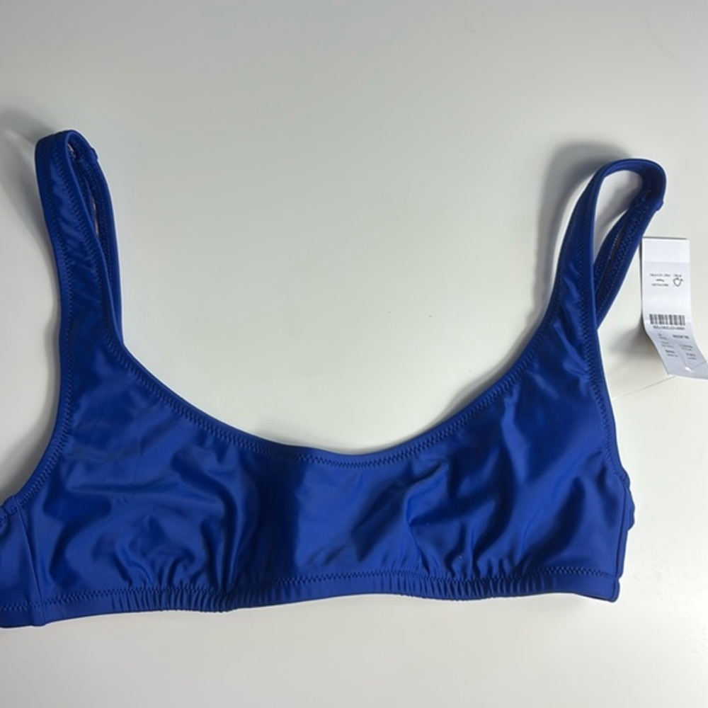 J. Crew Bikini Top Blue Scoop Back Size S NWT